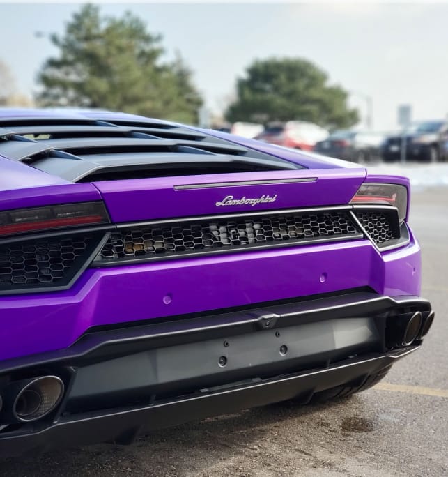 Purple wrapped Lamborghini featured on the Wrap District website